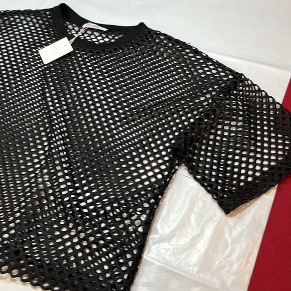 MESH Short sleeved PULLOVER SHIRT Crop Top CLUB dance biker punk rock 80s 90s XL - Picture 6 of 10